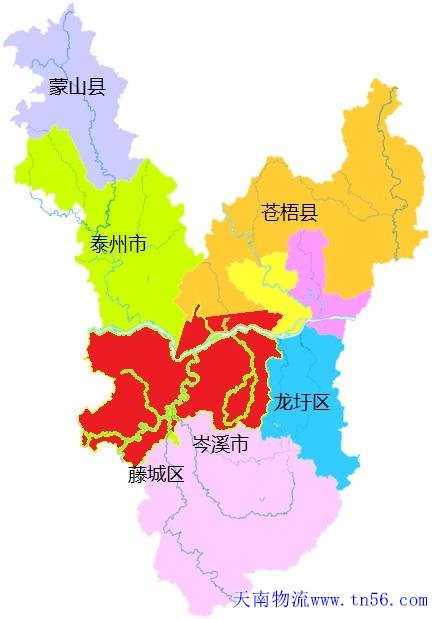 東莞到梧州市物流地圖